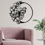 Wallity Butterfly And Flower Escultura de pared de metal negra